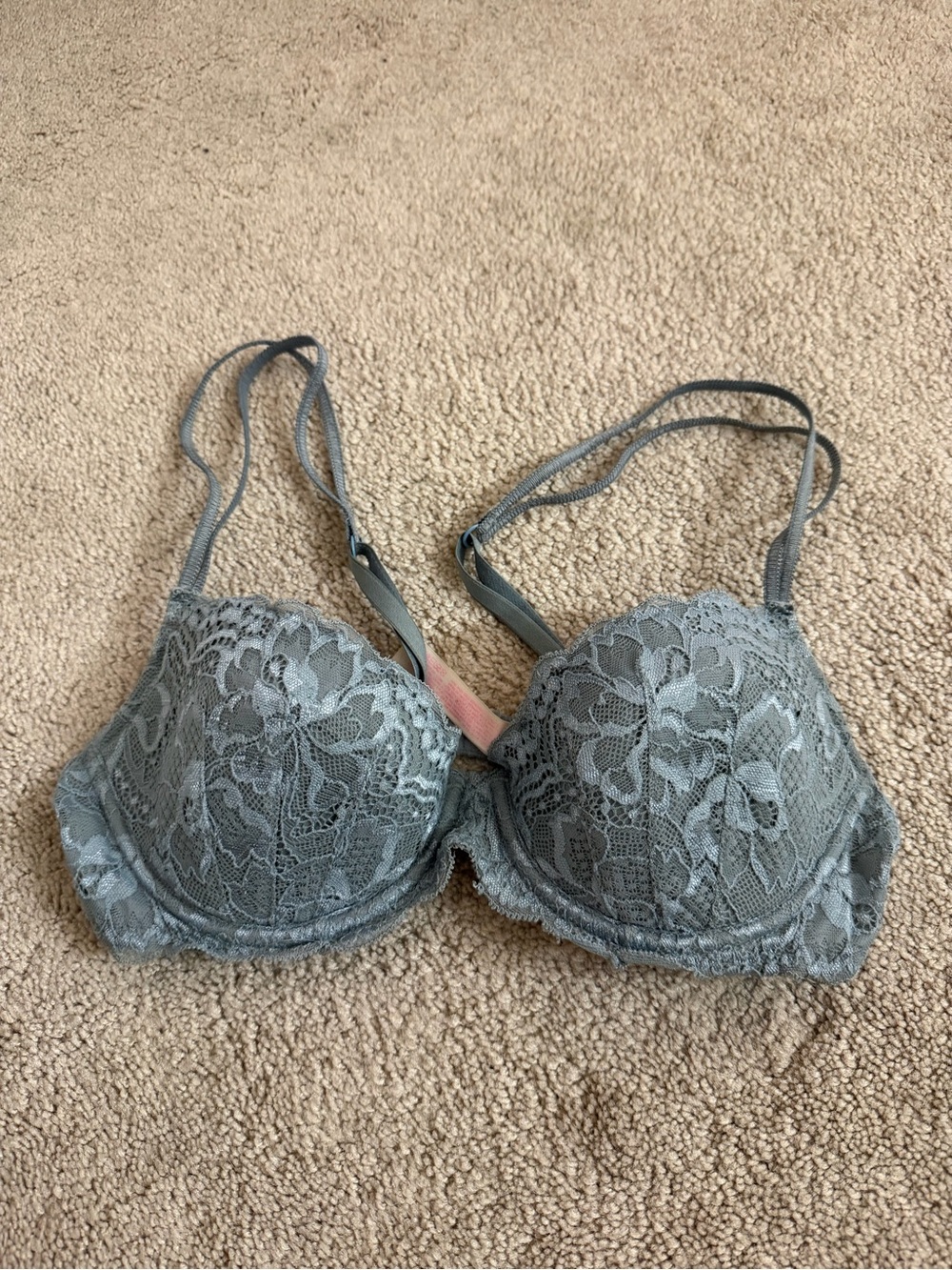 PINK Victoria's Secret Lace Push-Up Bra in Slate Blue-Gray